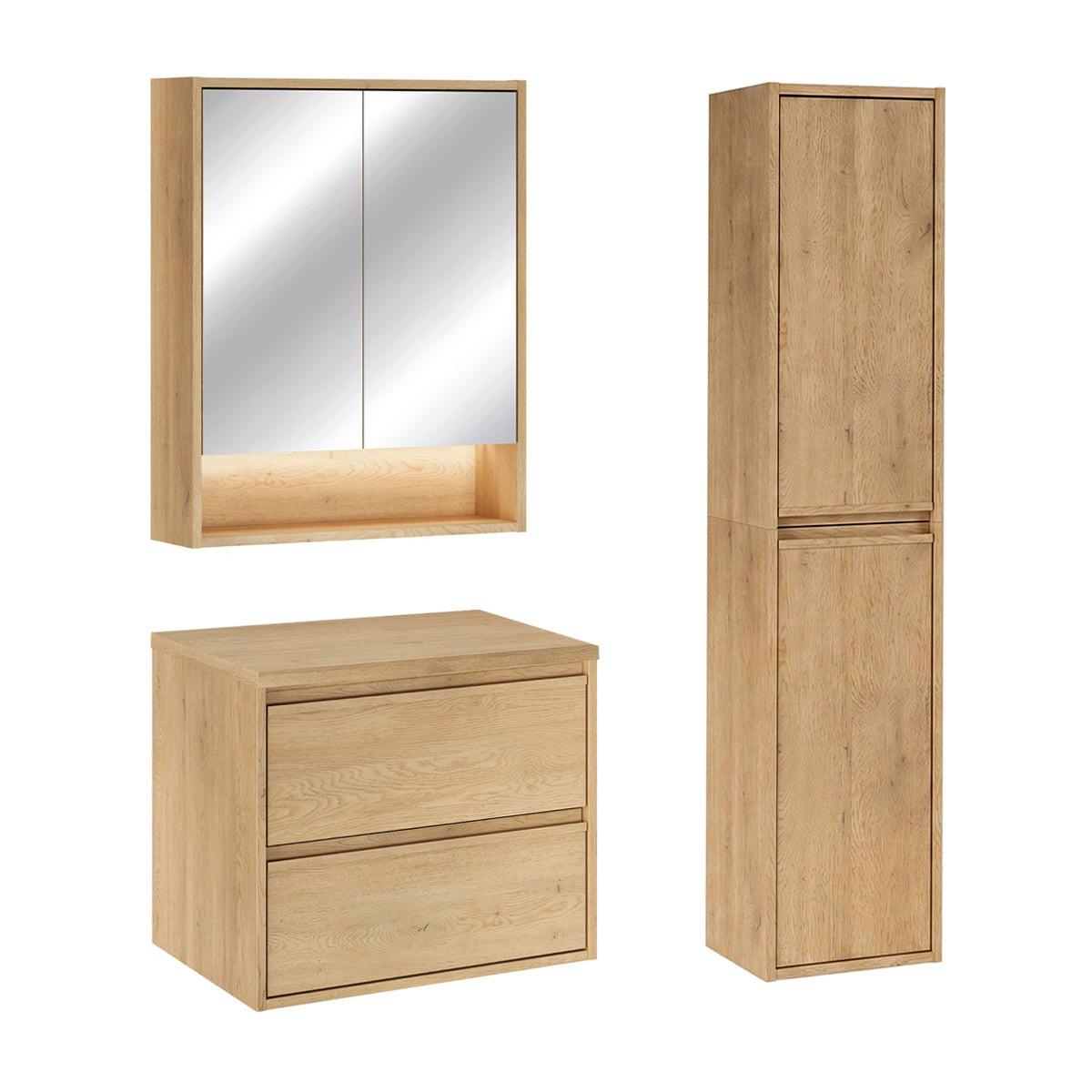 BADMÖBEL 60cm Edmé 2er-Set Holz - Braun, Holzwerkstoff (60/52.2/46cm) - Petits-meubles