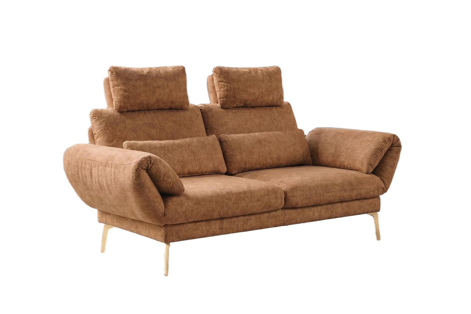 SOFA HOLLY Braun Flachgewebe - Braun, Textil/Metall (176/90/92cm) - KAWOLA