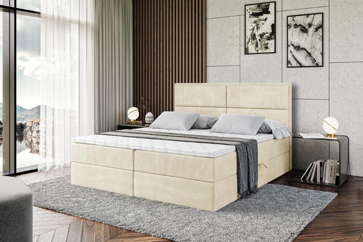 BOXBETT mit Matratze H4 und Lattenrost - AURA - 140x200 - H4 - Beige - Beige, Holzwerkstoff (140/200cm) - ALTDECOR