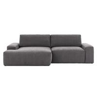 ECKSOFA Lennon aus Graphit Strukturstoff mit Schlaffunktion und Bettkasten - Graphitfarben/Schwarz, Holz/Kunststoff (137/264cm) - S-Style