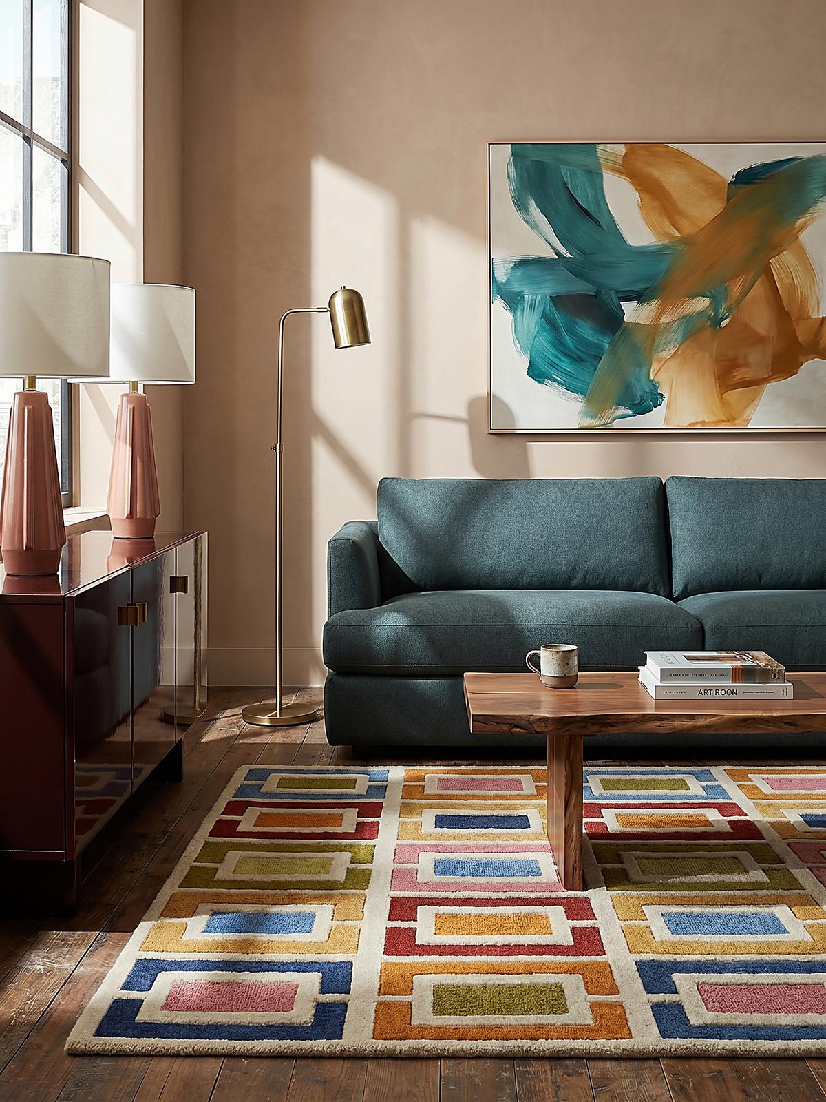 WOLLTEPPICH DERWENT, geometrisch, Orange-Bunt, 160 x 230 cm - Multicolor, Textil (230/160cm) - KADIMA DESIGN