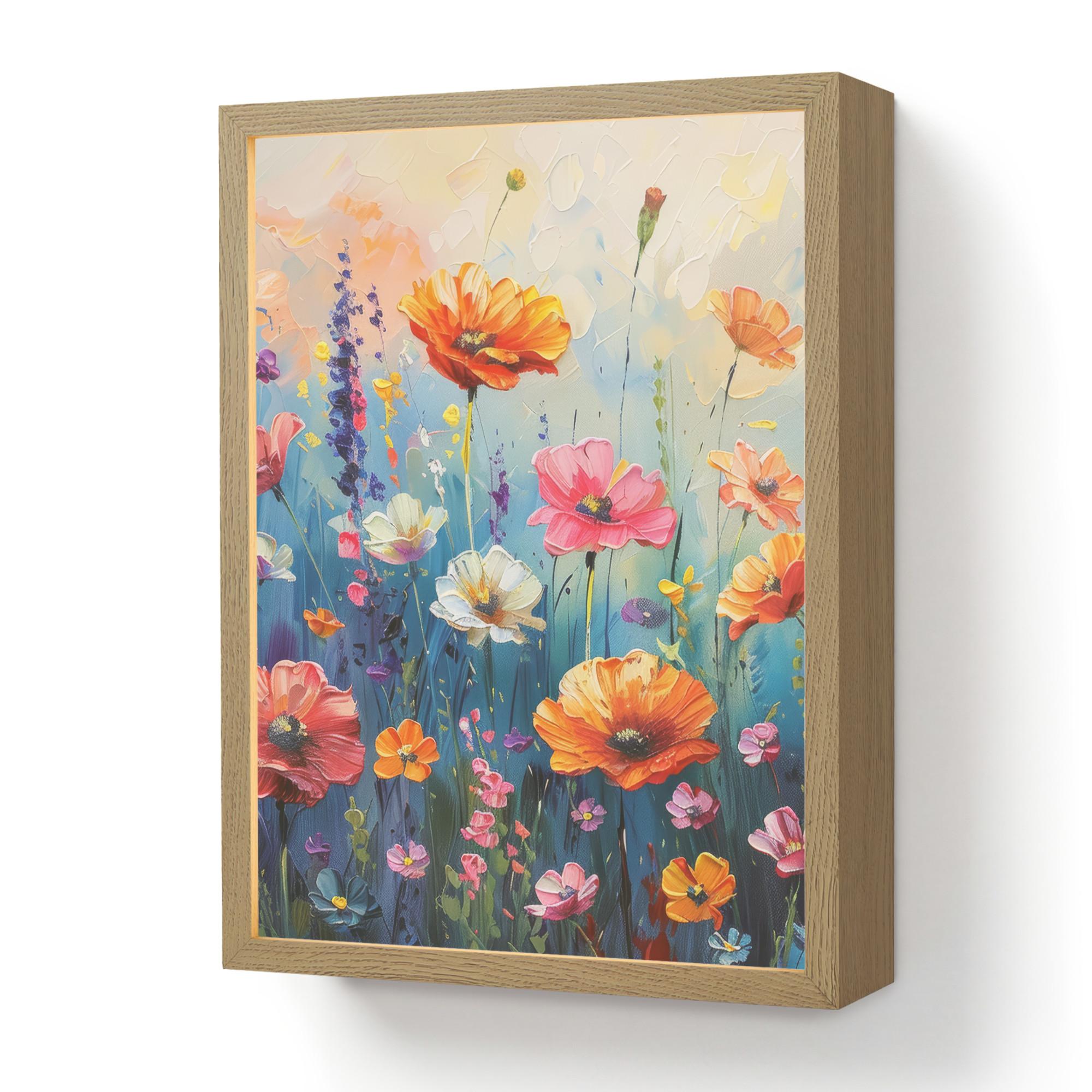 WANDLEUCHTE MIT AKKU Blumen - Natur - Aquarell - Kunst 30x40 cm - Multicolor, Holzwerkstoff (30/40/8cm) - OnlyWow