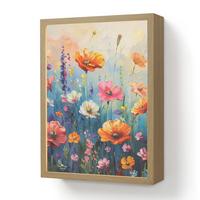 WANDLEUCHTE MIT AKKU Blumen - Natur - Aquarell - Kunst 30x40 cm - Multicolor, Holzwerkstoff (30/40/8cm) - OnlyWow