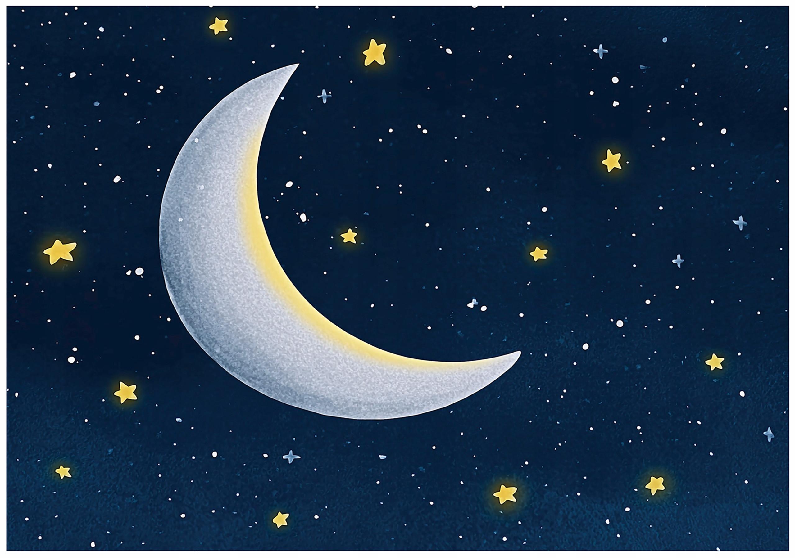 FOTOTAPETE Himmel Mond Blau 200x140 cm - Multicolor, Papier (200/140cm) - Wallarena