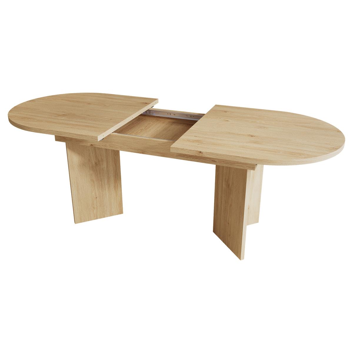 ESSTISCH ausziehbarer eiche-optik 120 bis 160 cm, oval mit abgerundeten ecken - Eichefarben, Holzwerkstoff (80/160/75.5cm) - Urban Meuble