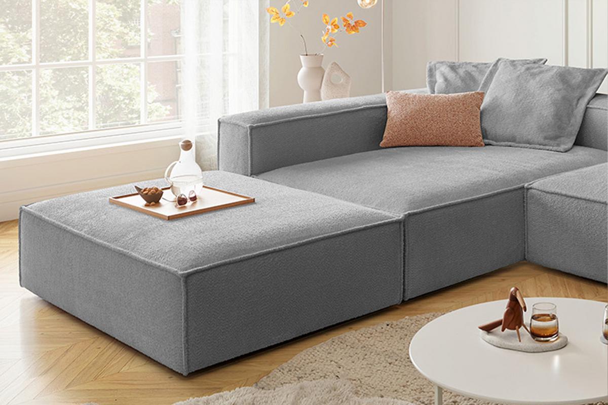 ECKSOFA CARMO Grau Flachgewebe - Schwarz/Grau, Kunststoff/Textil (306/191cm) - KAWOLA
