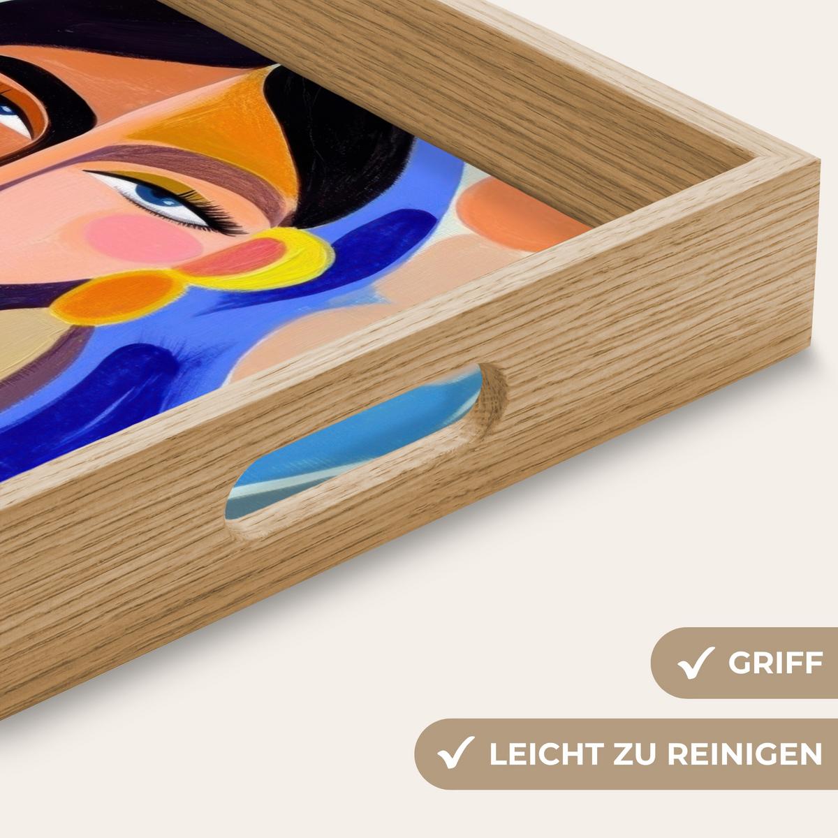 TABLETT Porträt - Frau - Modern 40x30 cm - Multicolor, Holz (40/5/5cm) - OnlyWow
