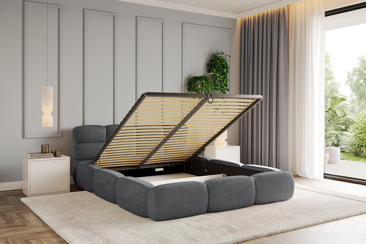 POLSTERBETT mit Bettkasten und Lattenrost, Boxbett ohne Matratze - NOMA 200x200 Dunkelgrau - Dunkelgrau, Holzwerkstoff/Textil (200/200cm) - ALTDECOR