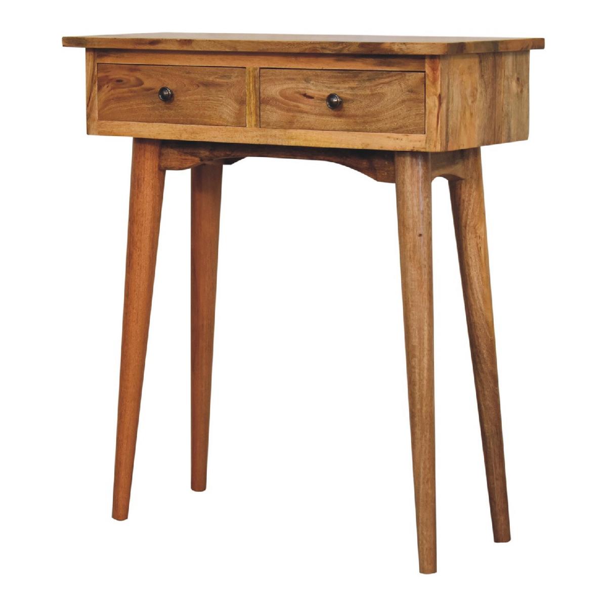 KONSOLE Eichen-Finish Kleine Flur Tisch, 2 Schubladen, Nordische Beine - Messingfarben/Braun, Holz/Metall (30/70/78cm) - Artisan Furniture