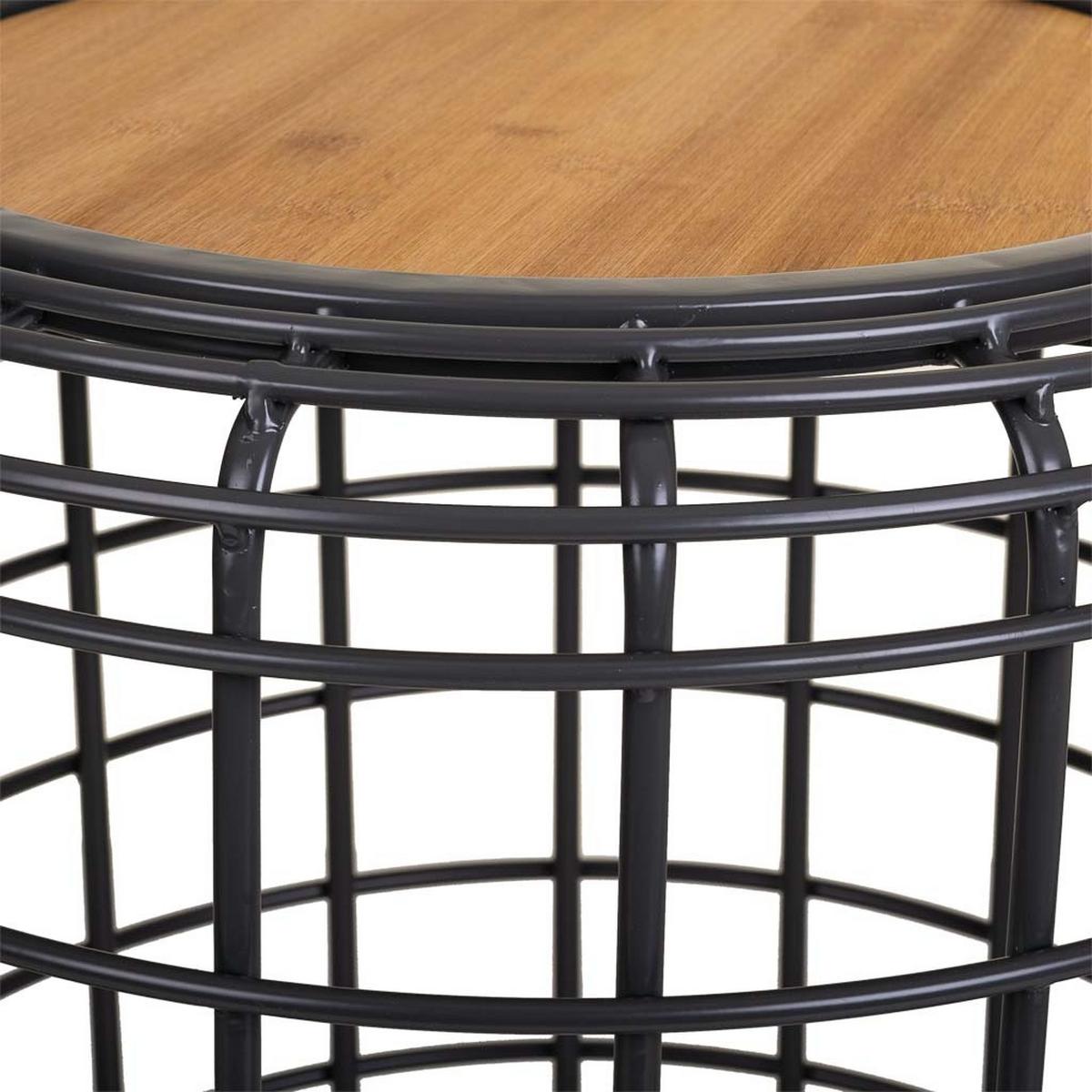 TISCH aus Metall und Holz, schwarz, 44x45cm - Multicolor, Metall (44/44/45cm) - Wanderlust