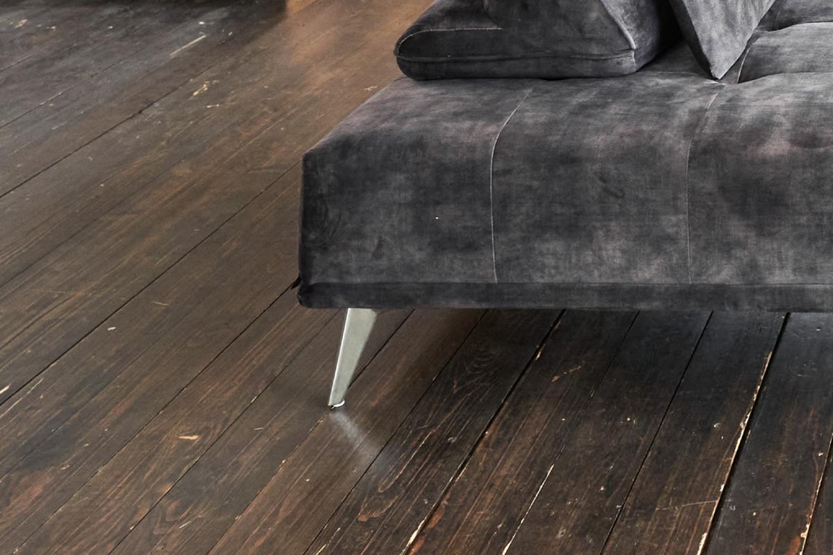 MODULSOFA MIT HOCKER WIOLO Anthrazit Velvet - Anthrazit/Silberfarben, Textil/Metall (350/80/350cm) - KAWOLA