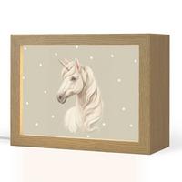 NACHTTISCHLAMPE Einhorn - Weiß - Punkte 20x15 cm - Taupe, Holzwerkstoff (8/20/15cm) - OnlyWow