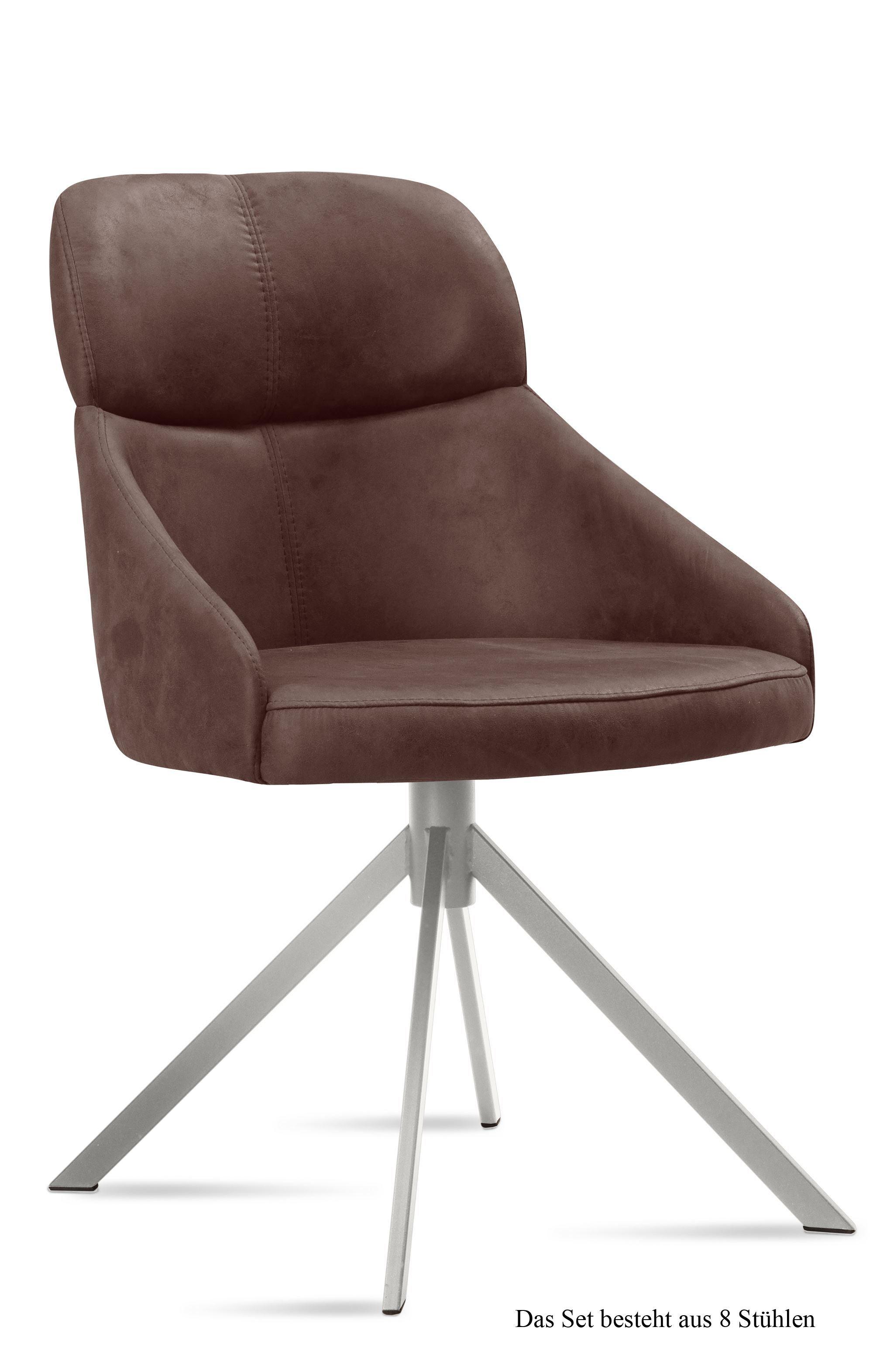 ESSZIMMERSTUHL (8er-Set) Dounia 52x82x63 Edelstahl/Braun - Edelstahlfarben/Braun, Kunststoff (63/82/52cm) - 58aufmkessel