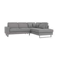 ECKSOFA Floe Hellgrau Cord - Hellgrau/Schwarz, Holz/Kunststoff (290/231cm) - S-Style Möbel