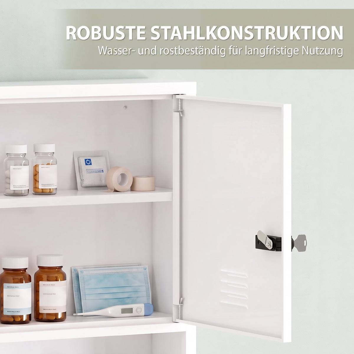 MEDIZINSCHRANK Kaltgewalzter Stahl Weiß - Weiß, Metall (15/60/40cm) - HOMCOM