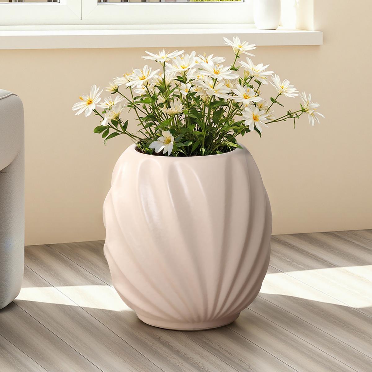 KERAMIK-BLUMENTOPF hellrosa, Ø 31 × H 32 cm - Rosa, Keramik (31.8cm) - Hometopia