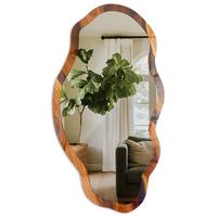 SPIEGEL 90x45 cm asymmetrisch mit Druck - Holzessenz - Transparent, Glas (45/90/0.4cm) - TULUP