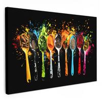 LEINWANDBILD Löffel - Gewürze - Modern - Graffiti - Farbe - Farbenfroh Gemälde 60x40 cm - Multicolor, Textil (60/40cm) - MuchoWow