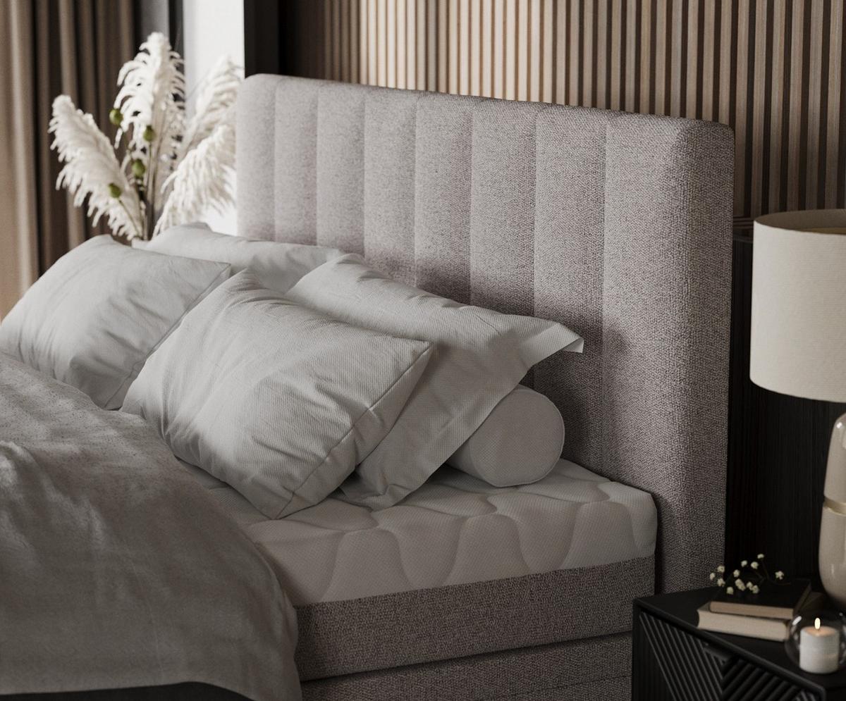 BOXBETT Lume 180/200 cm Beige im Riva Stoff - Beige/Schwarz, Holz/Holzwerkstoff (180/200cm) - AltaBeds