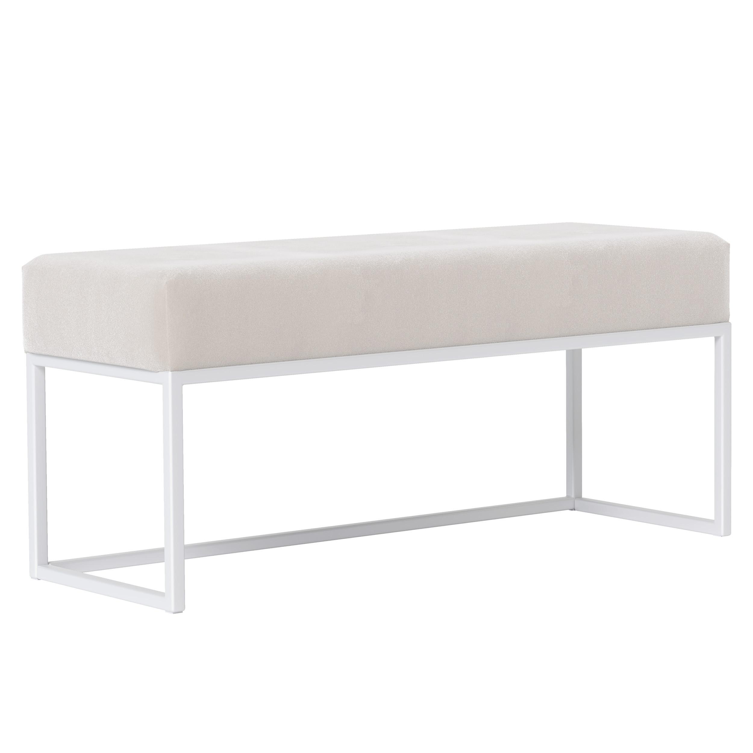 POLSTERBANK PURE 100 cm Metallgestell, Weiß / Creme - Creme, Textil/Metall (100/44/30cm) - Idohome