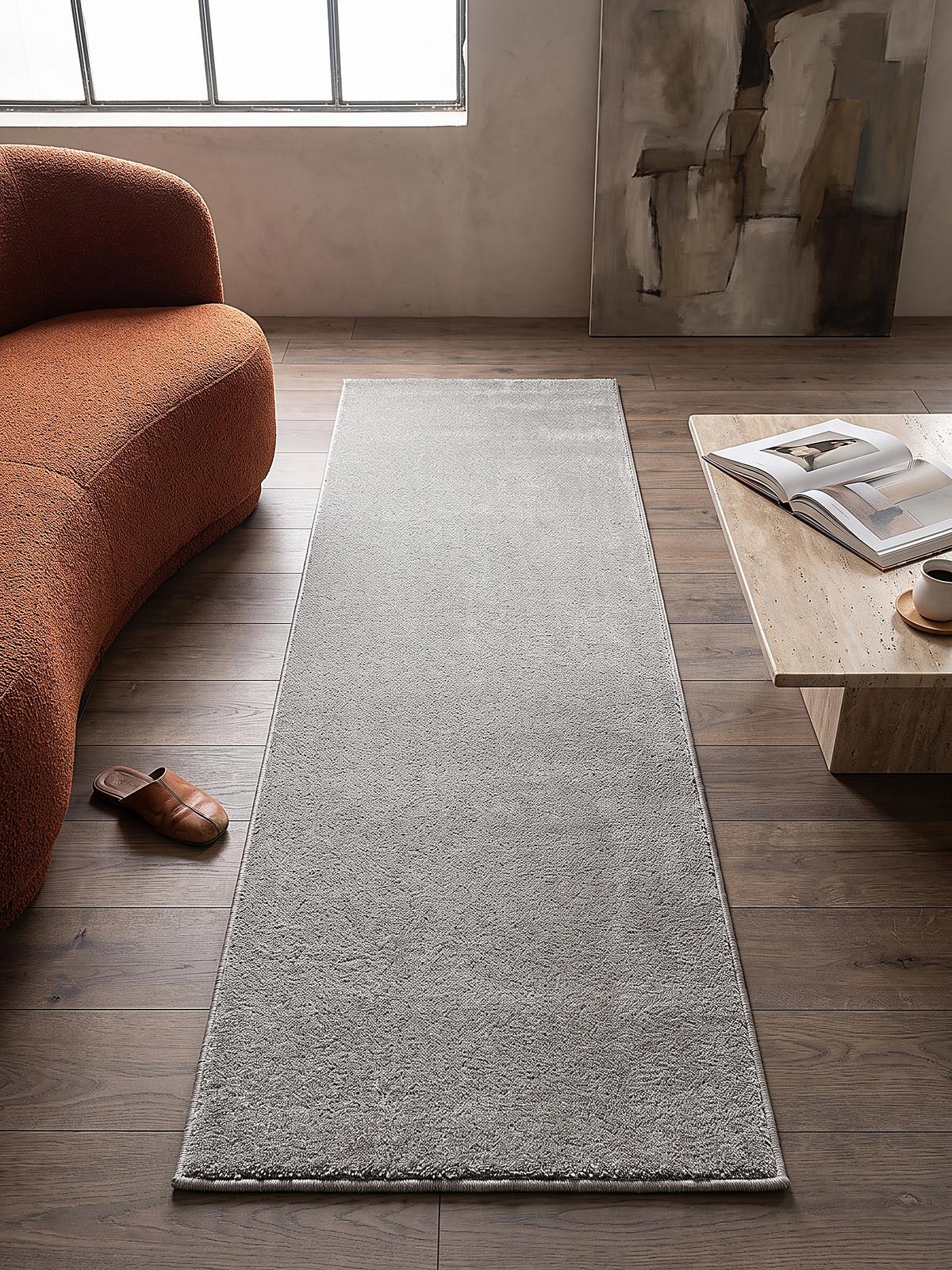 TEPPICH Hochflor BORMIDA Uni Polypropylen Silber 80 x 150 cm - Silberfarben, Textil (80/150cm) - KADIMA DESIGN