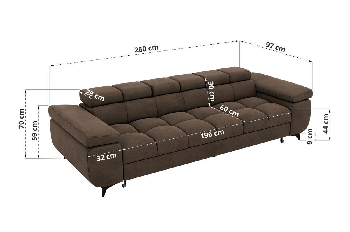 3-SITZER SOFA NIDELLO - Braun Velvet - Schwarz/Braun, Textil/Metall (260/70/97cm) - MKS