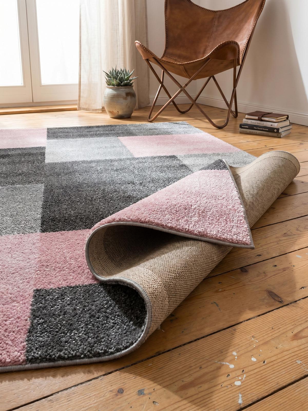 TEPPICH Kurzflor SOLDA in Rosa, kariert, 160 x 230 cm - Rosa, Textil (160/230cm) - KADIMA DESIGN