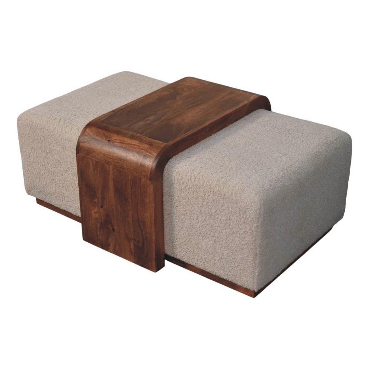 HOCKERBANK mit Honig-Karamell-Finish, 2 Duo-Sitze, braun - Braun, Holz (110/45/72cm) - Artisan Furniture