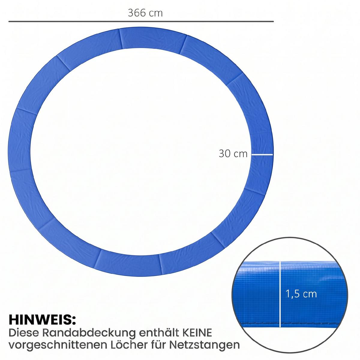 RANDABDECKUNG, PVC, Blau, Ø366 cm - Blau, Kunststoff (366/366cm) - HOMCOM