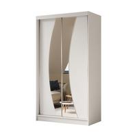 KLEIDERSCHRANK mit Spiegel-Schiebetüren und Aluminium-Leisten, LED-Beleuchtung - VOXI - 120 cm Weiß - Weiß, Holzwerkstoff (120/216/61cm) - ALTDECOR