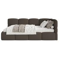 JUGENDBETT Cloudy rechts mit Matratze Bouclé Braun - Braun, Kunststoff/Textil (90/200cm) - Selsey