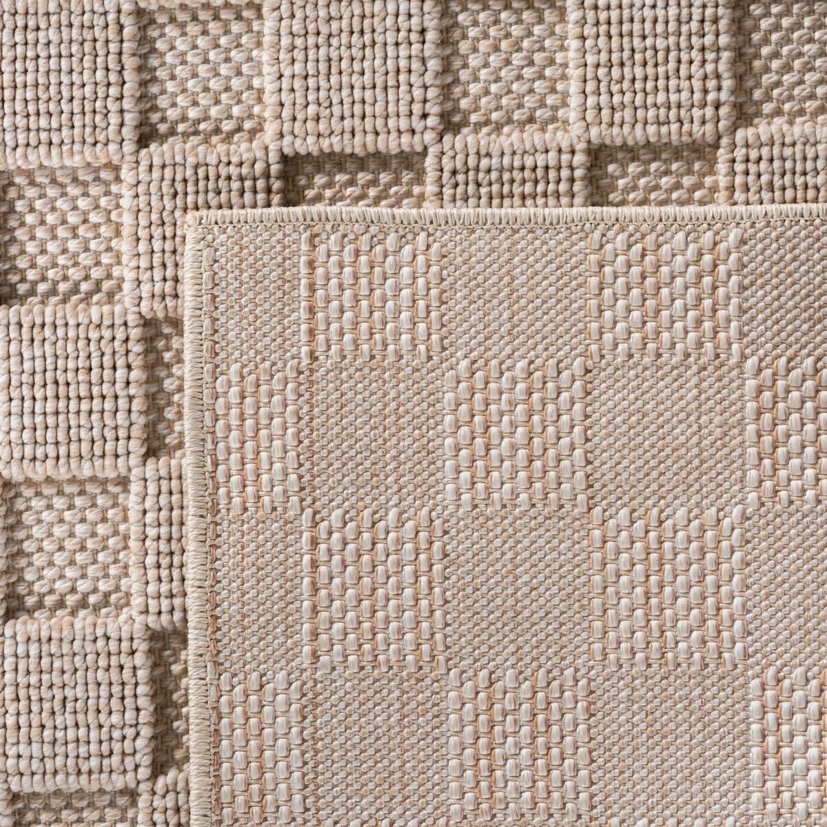 TEPPICH Flachgewebe LANGAU in Beige, mit Schachbrettmuster, 140 x 200 cm - Beige, Textil (140/200cm) - KADIMA DESIGN