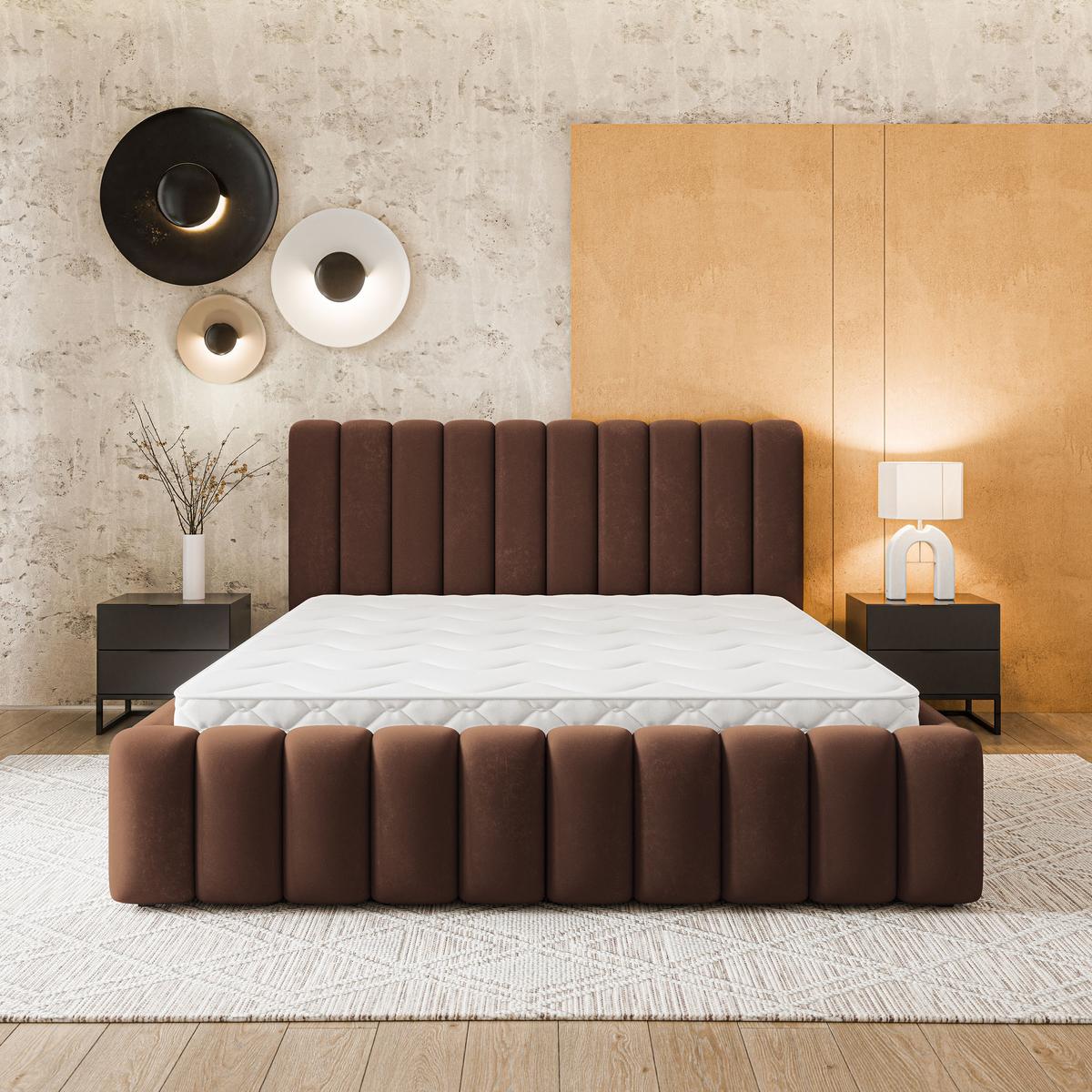 POLSTERBETT DINESE 160x200 cm mit Bettkästen - Braun - Braun, Holz (200/160cm) - MASSENO