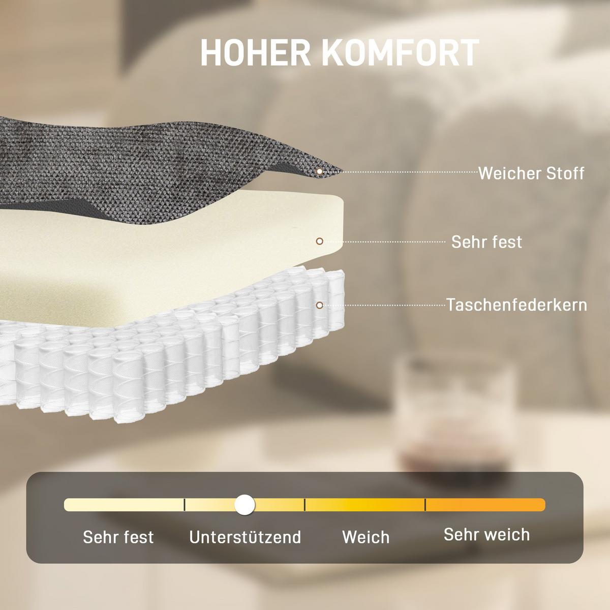 SESSEL Chenille Schaumstoff Dunkelgrau - Dunkelgrau/Schwarz, Textil/Metall (72/96/92cm) - HOMCOM