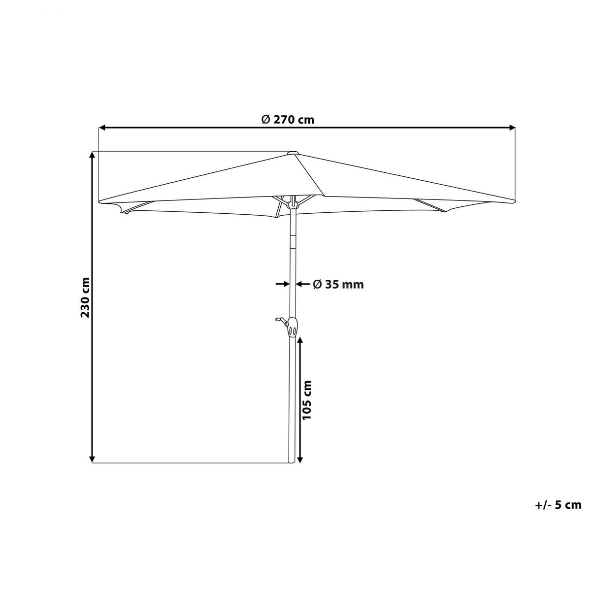 SONNENSCHIRM 270 cm burgunderrot Varese - Rot/Grau, Textil (270/270cm) - Beliani