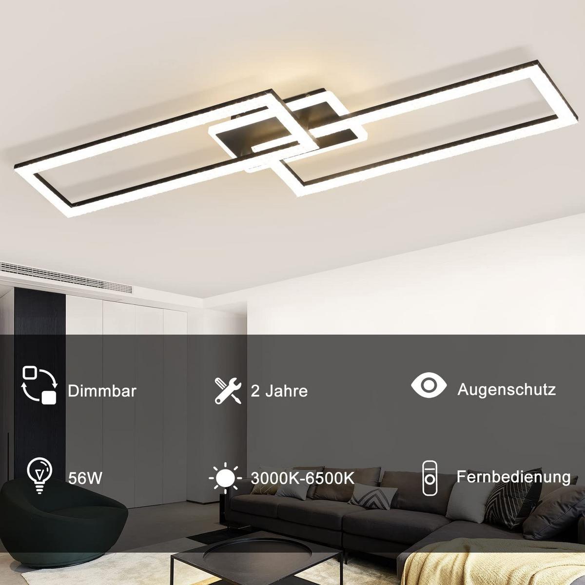 LED-DECKENLEUCHTE Kranzwacht 25.5/7.5/80.0 cm - Schwarz, Glas (80/25.5/7.5cm) - ZMH