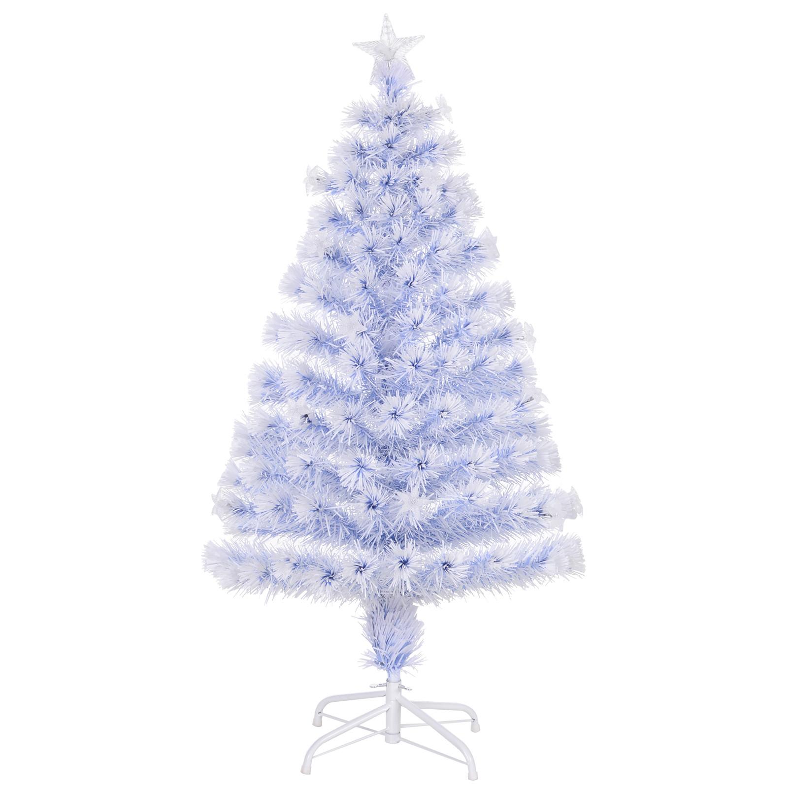 KÜNSTLICHER Weihnachtsbaum Tannenbaum mit LED-Leuchten Weiß+Blau - Multicolor, Kunststoff (120cm) - HOMCOM