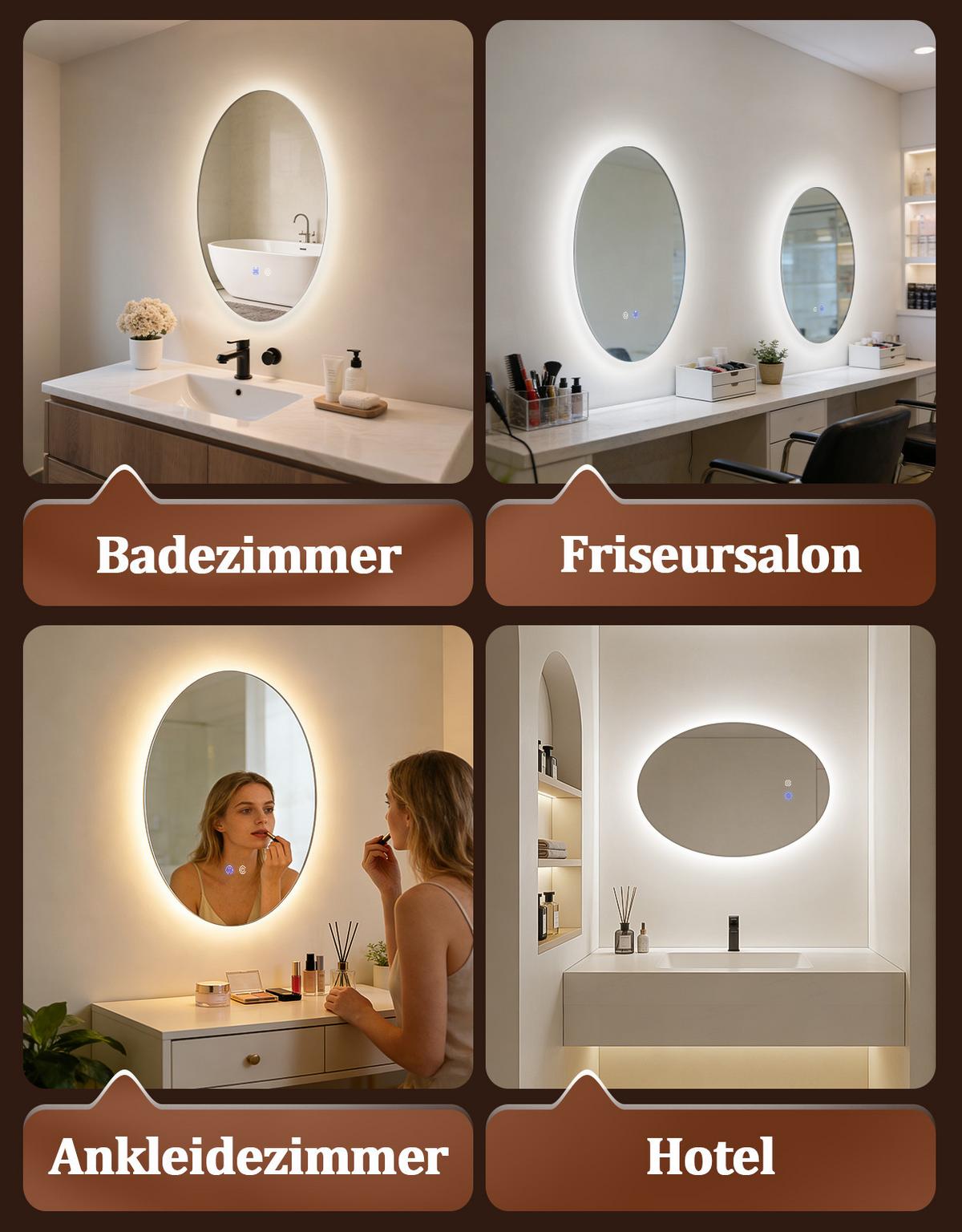 BADSPIEGEL mit Beleuchtung Kelven 3/50/70 cm - Weiß, Glas (50/70/3cm) - ZMH