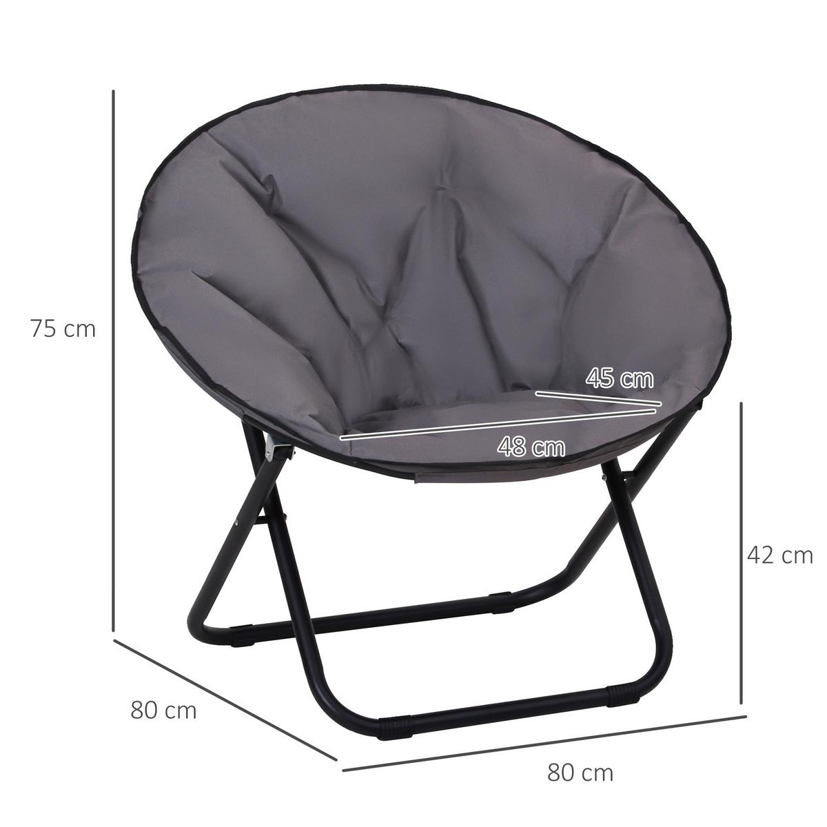 KLAPPSTUHL, Metall, 600D-Oxfordstoff, Grau - Grau, Metall (80/75/80cm) - Outsunny