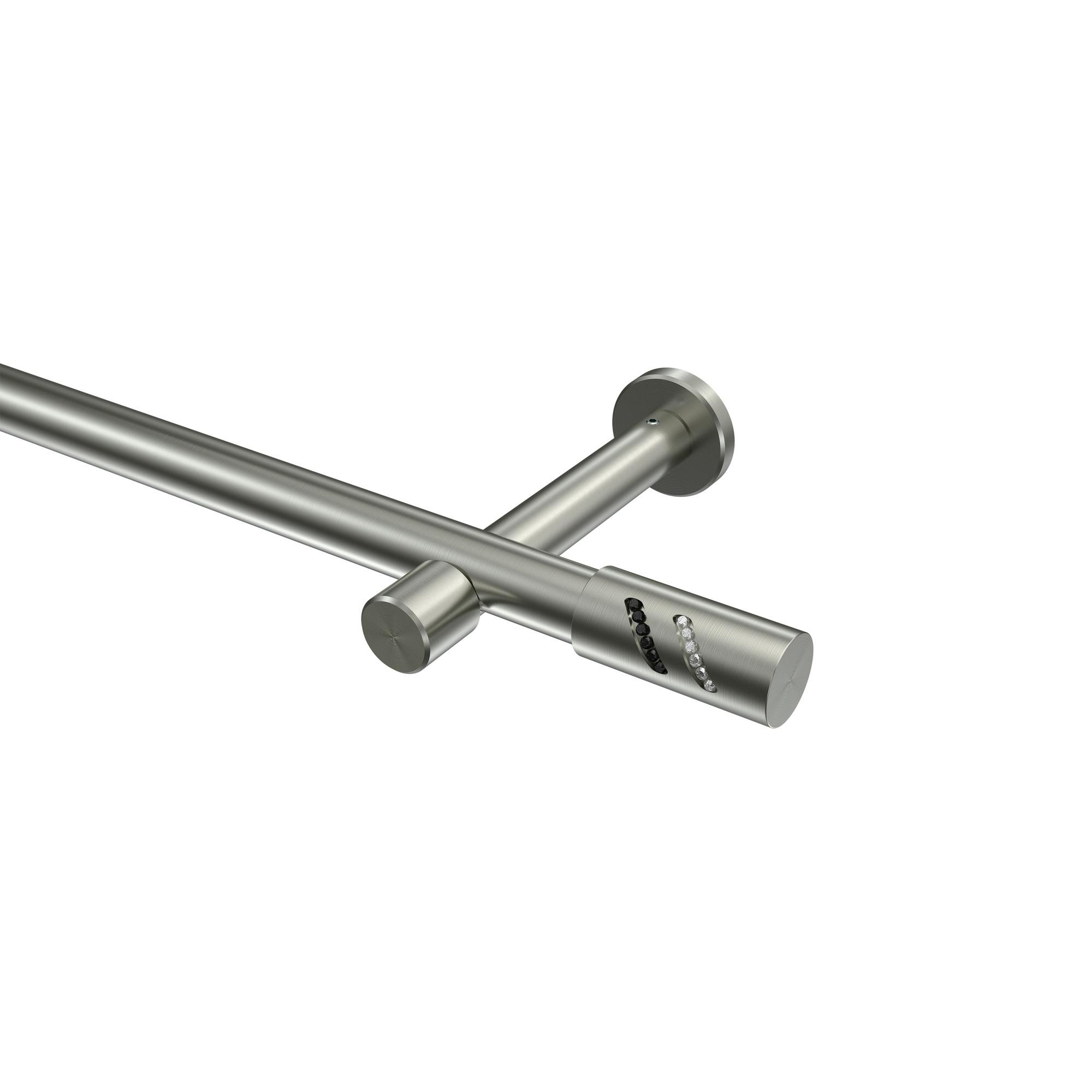 GARDINENSTANGE Prestige Zoena 200 cm, 1-läufig (ohne Ringe), 20 mm Ø Edelstahl-Optik - Edelstahlfarben, Metall (200cm) - INTERDECO