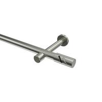 GARDINENSTANGE Prestige Zoena 200 cm, 1-läufig (ohne Ringe), 20 mm Ø Edelstahl-Optik - Edelstahlfarben, Metall (200cm) - INTERDECO