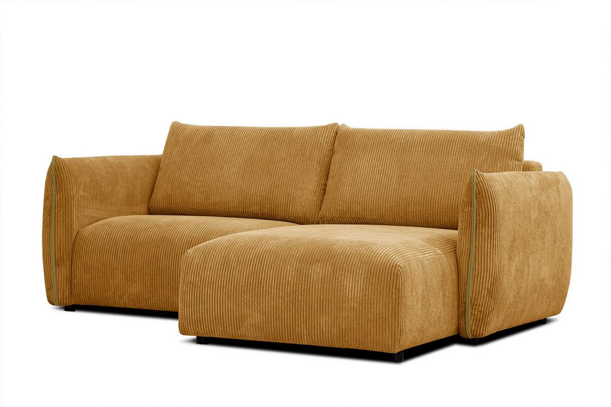 ECKSOFA TAUER 3-Sitzer, honig - Schwarz/Honig, Holzwerkstoff/Kunststoff (206/173cm) - Wozimo