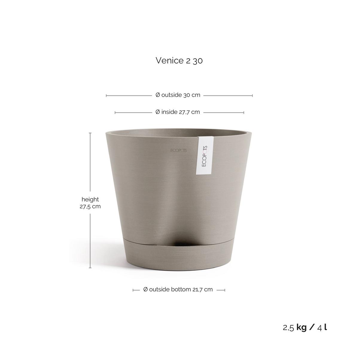 BLUMENTOPF Venice 30/27,5 cm Taupe - Taupe, Kunststoff (30/27.5cm) - Ecopots