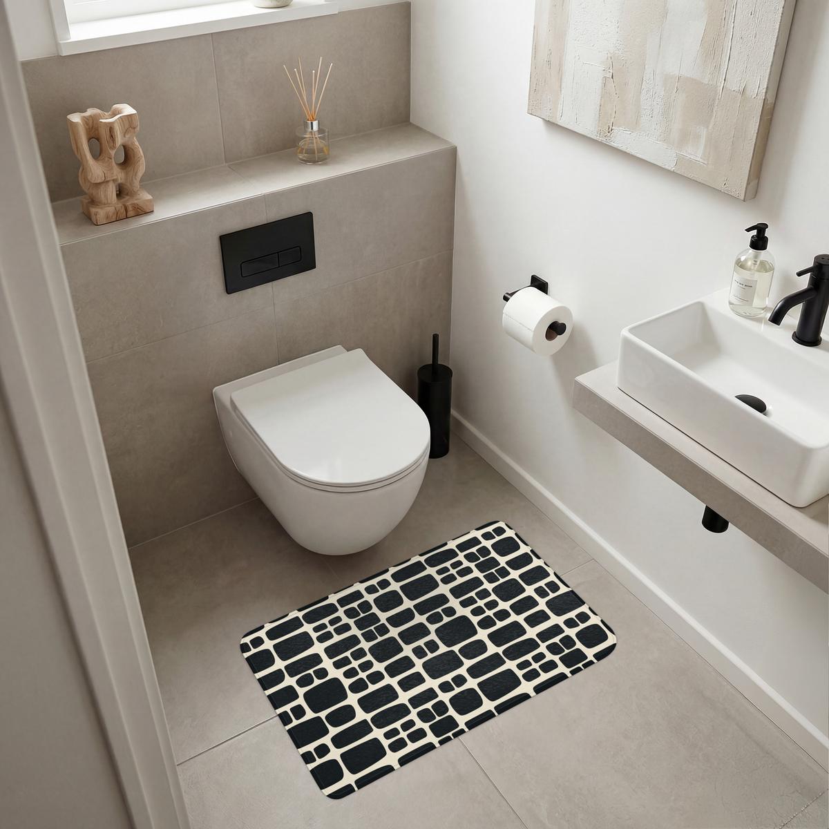 BADEMATTE Modern - Bio - Schwarz 80x50 cm - Anthrazit, Textil (80/50cm) - OnlyWow