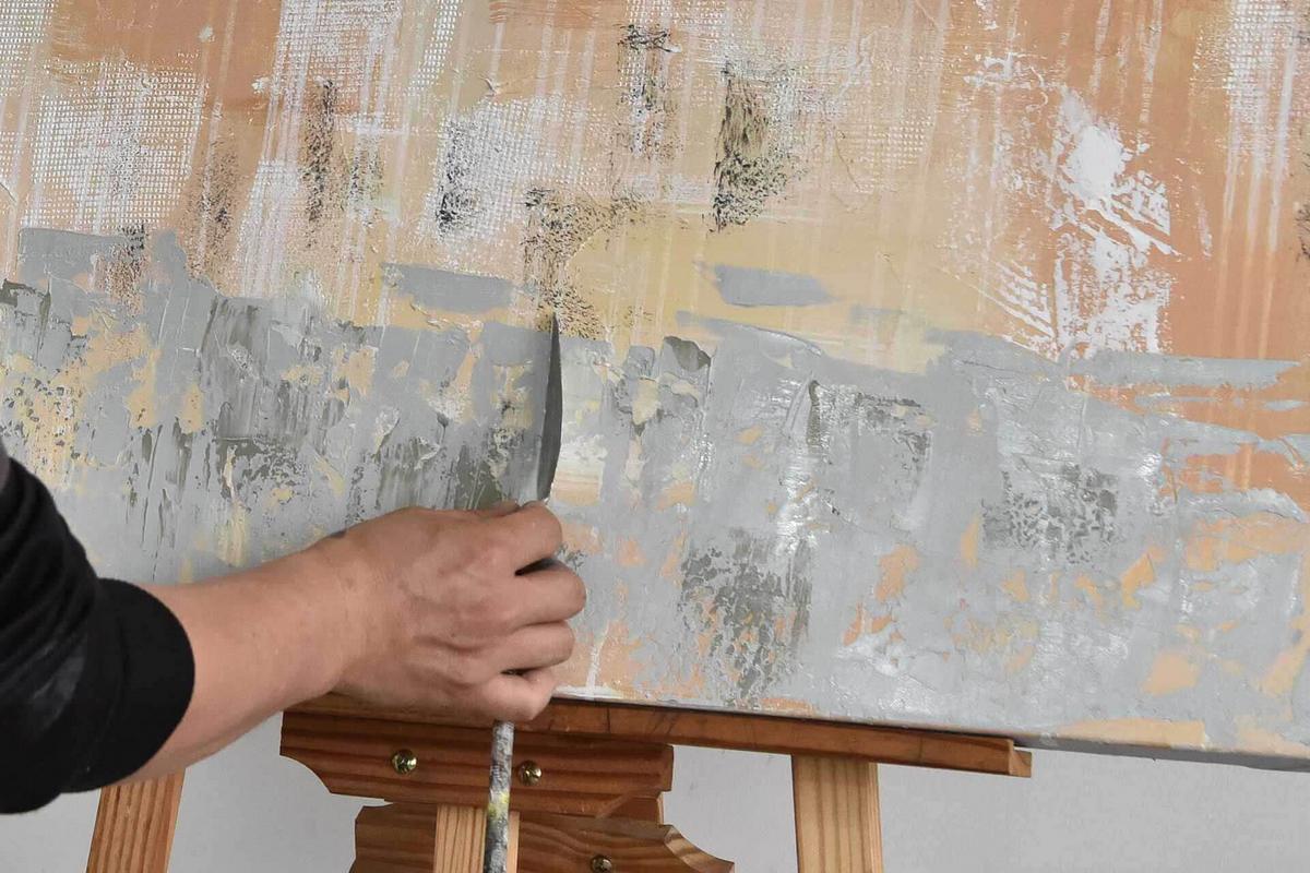 ÖLGEMÄLDE 80/80 cm - Pink/Beige, Holz/Textil (80/80cm) - KUNSTLOFT