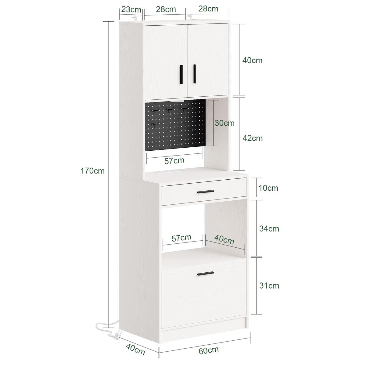 KÜCHENSCHRANK mit Gerätefach und Lochwand FSB98-E-WG - Ahornfarben/Schwarz, Holzwerkstoff/Fell (60/170/40cm) - SoBuy