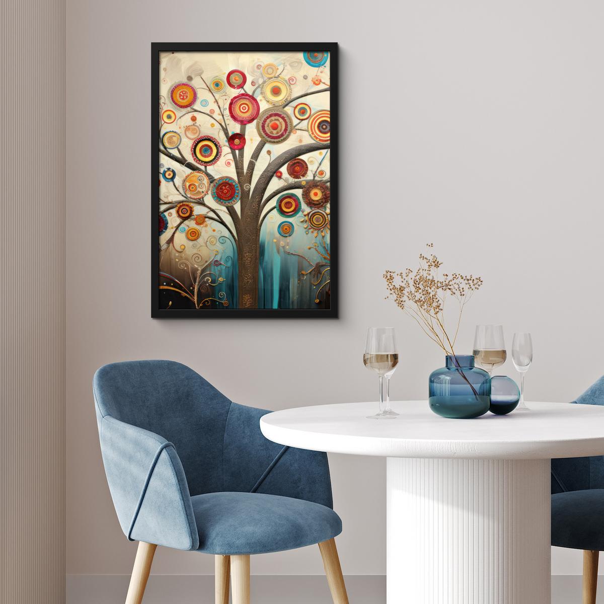 POSTER MIT RAHMENGERAHMTES BILD Baum - Baum des Lebens - Farbe Bilder mit Rahmen 40x60 cm - Braun, Papier (40/60cm) - MuchoWow