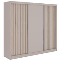 SCHWEBETÜRENSCHRANK mit Lamellen LUMOS - 240 - Kaschmir und Eiche Artisan - Kaschmir/Alufarben, Holzwerkstoff/Metall (240/216/61cm) - MKS