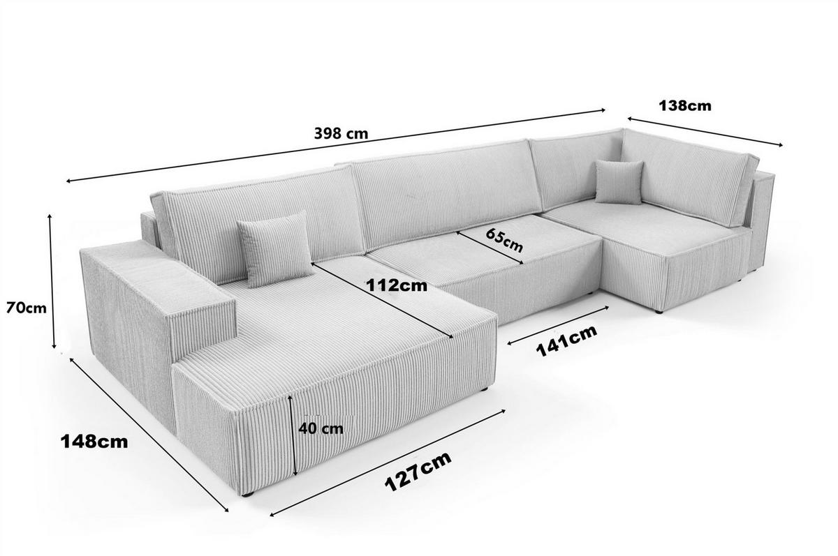 WOHNLANDSCHAFT Corunia - Grün, Holzwerkstoff/Textil (398/70/148cm) - Fun Möbel