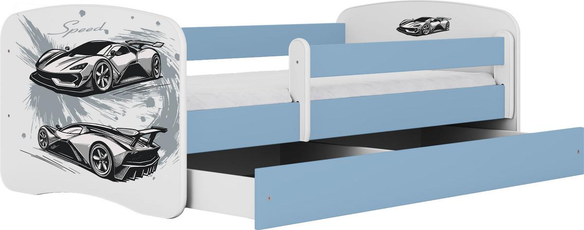 KINDERBETT Emily mit Schublade und Matratze, Blau 80x160 cm - Schwarz, Holzwerkstoff (160/80cm) - WFL GROUP